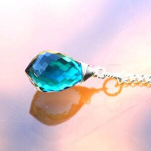 Handcrafted Sterling Silver Paraiba Tourmaline Pendant, October Birthstone